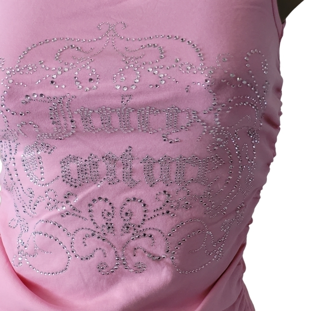 Juicy Couture Pink Ruched Sides Bling Sleeveless Bodycon Mini Dress - Picture 4 of 10